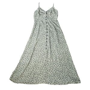Zara Medium Black/White Floral Button down Spaghetti Strap Maxi Dress NWT